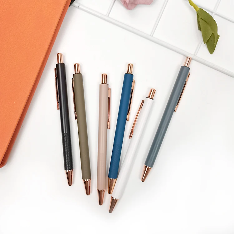 Promotional Custom Logo Plastic Multicolor Ballpoint Pen Blue Disposable Leather Bulk Custom Fishc Rubber Brown Wholesale