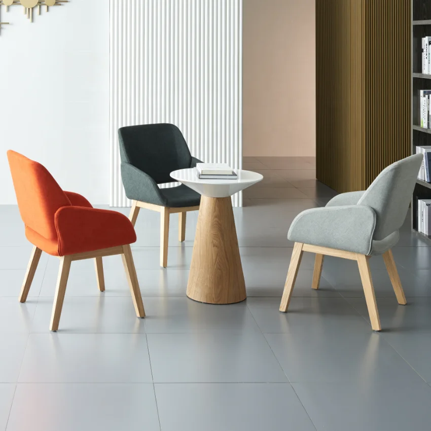 Colorful Solid Wood Chair Restaurant Fabric Ash Wood Dining Room Chaise Lounge Chair