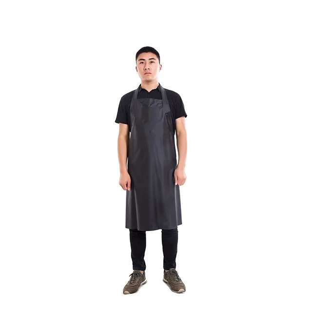 Black color custom logo oil proof chef PVC apron butcher waterproof plastic apron for man