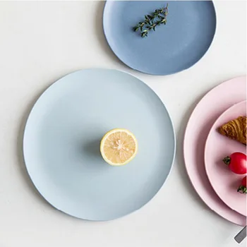 Blank bamboo fibre plate bamboo dinner round plat