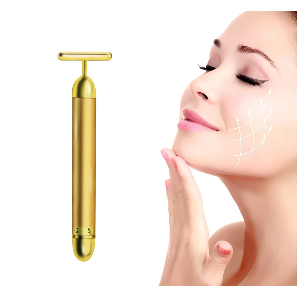 Facial Massager Electric Face Lift T Shape 24k Gold Energy Beauty Bar,Gold Beauty Bar,24k Gold Beauty Bar