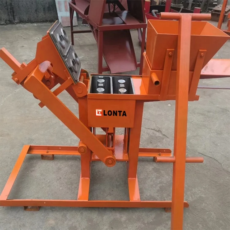 LONTA QMR2-40 simple manual hollow paver mould soil compressed earth mud clay brick block making machine brique for sale
