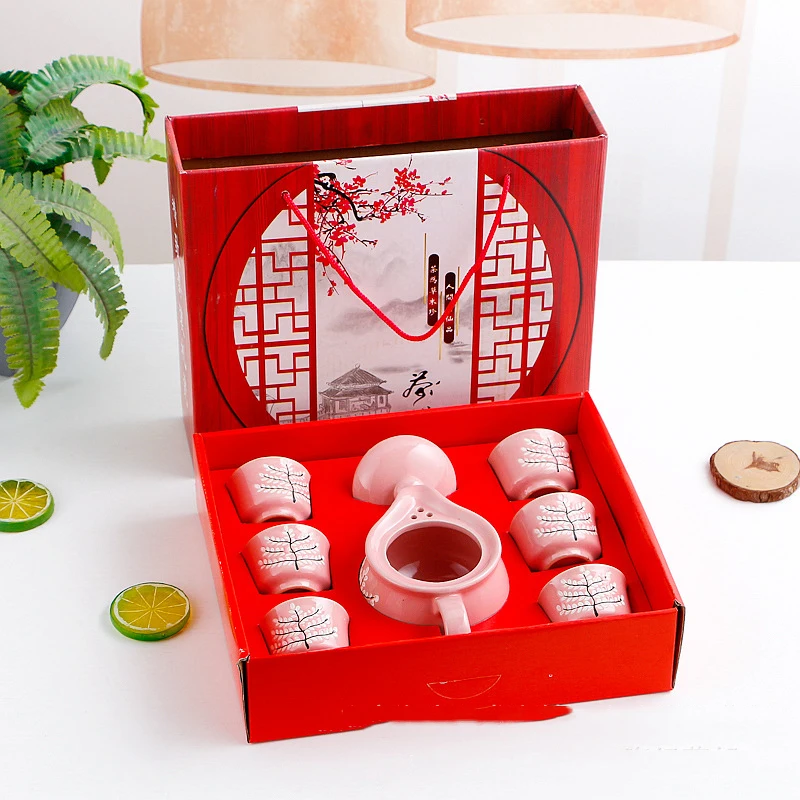 Traditional Porcelain Porcelain Teapot Set With Flower Decal And Pattern In Gift Boxes For Wedding Gifts