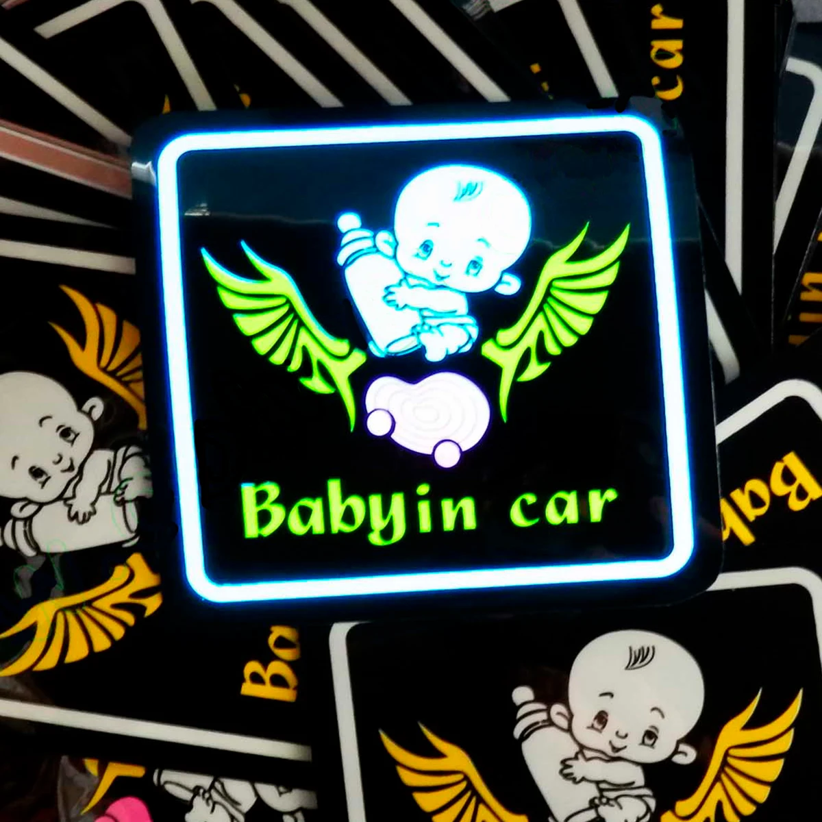 Wholesale Finegreen Lighting EL Light up luminous car decoration body led baby in car sticker