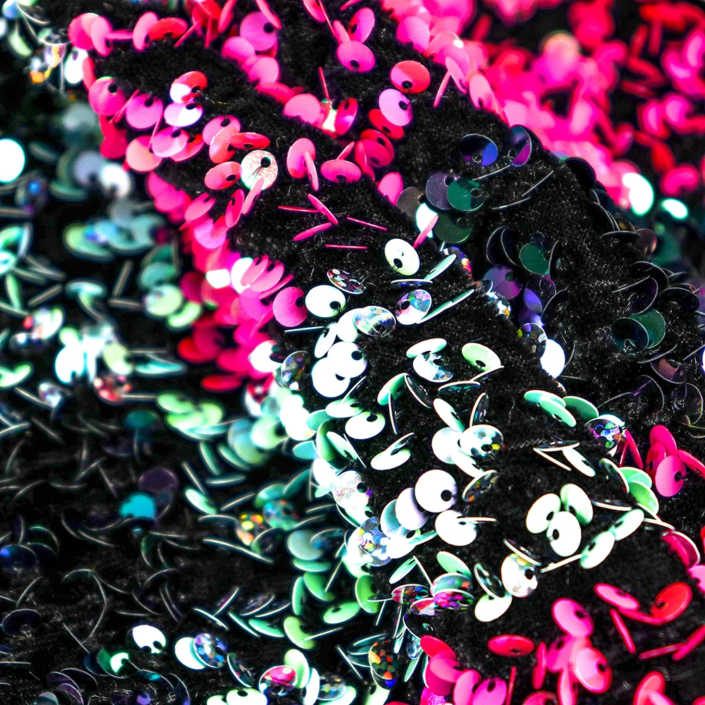 New desgin african velvet sequined lace fabric 100% polyester sequin fabric for dress