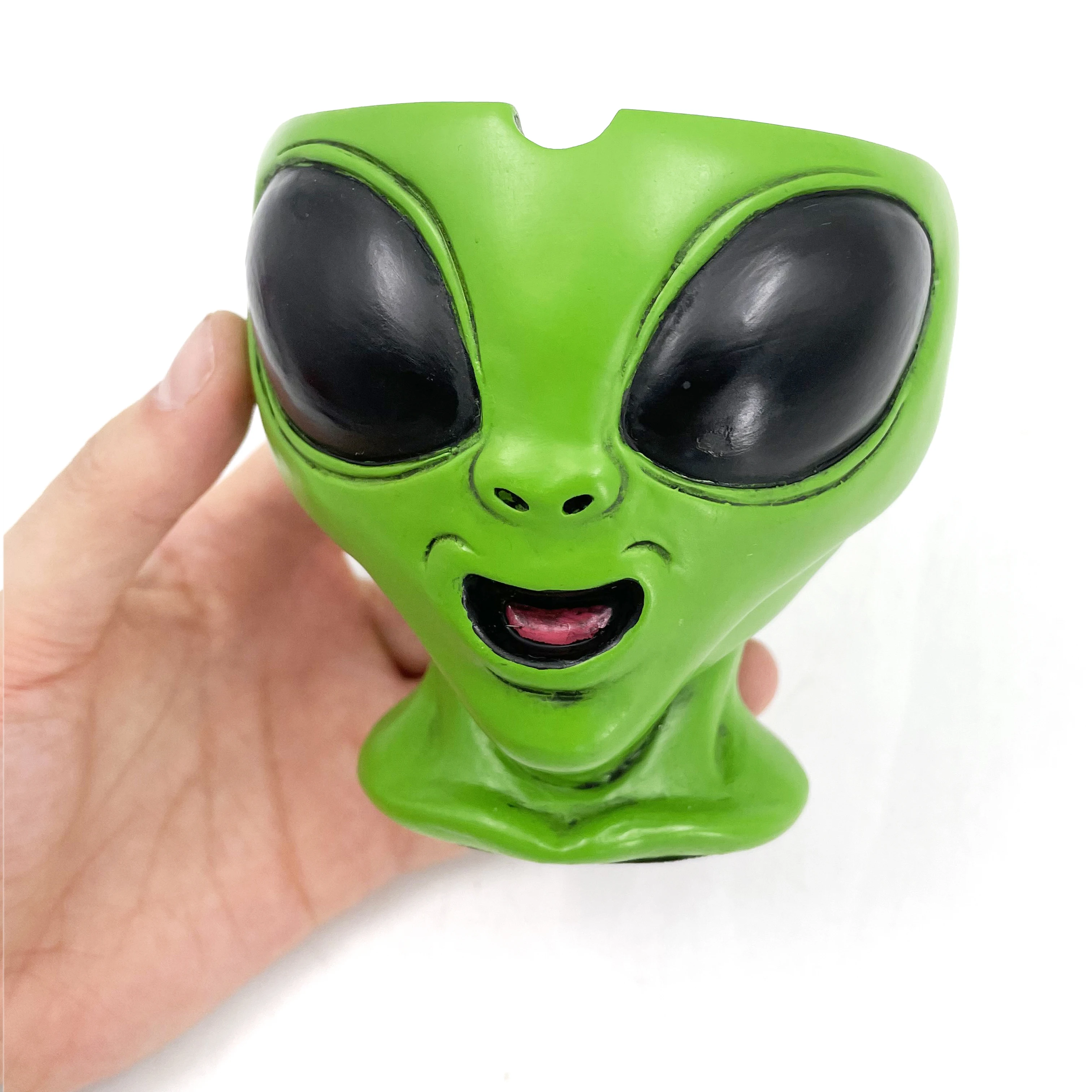 Ready to ship custom logo polyresin shaped resin alien ashtray smoking alien ashtray accessories home decoration