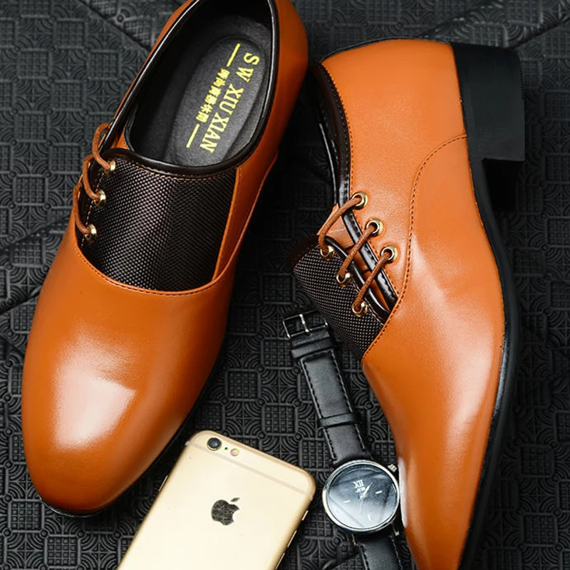 A023 Men Italian Round Toe Dress Shoes Cow Leather Business Black Wedding Shoes Oxford Formal Casual Shoes for men new styles