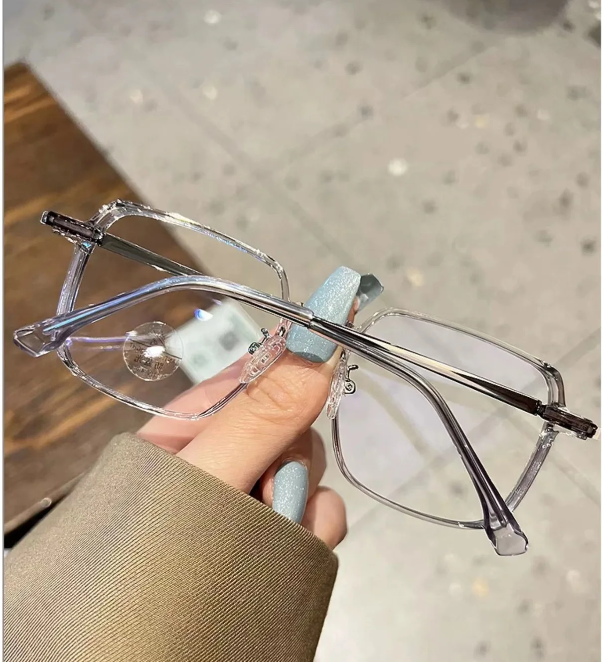 Cheap square eyewear frame Photochromic Stock prescription glasses PC metal Anti blue light computer glasses