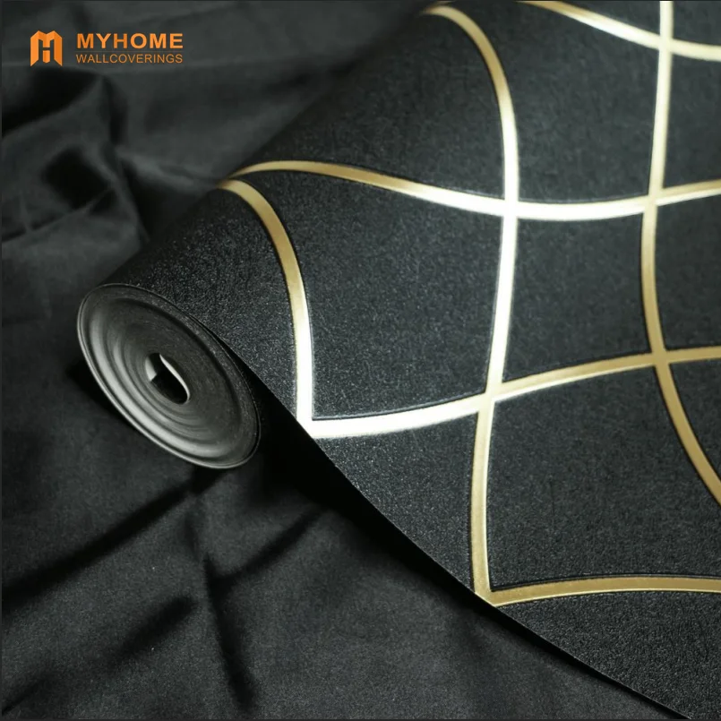 Home Wall Paper 3D geometric Wallpaper Pvc Metallic Wallpaper With Foil Lamination