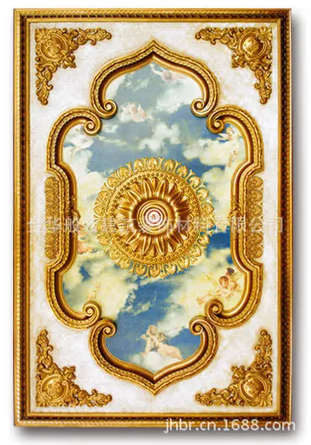 Manufacturer Smoke Resistant European Style Pvc Artistic Ceiling for Construction