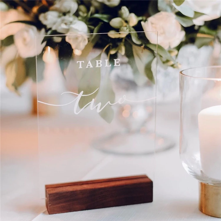 A&C Clear Acrylic Geometric Wedding Table Numbers for Wedding Table Decoration