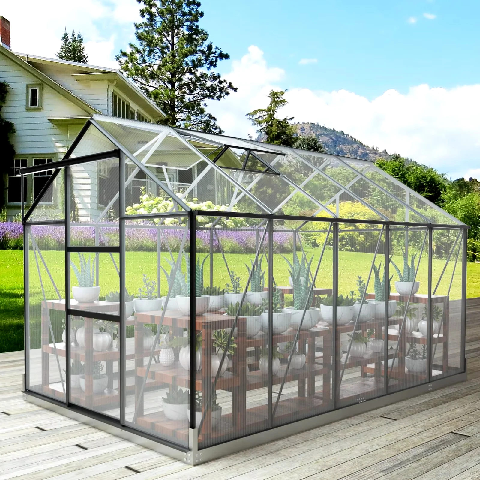 3M X 3M Brick 3X3 P Shaped Bespoke Conservatory Greenhouse Aluminum Edwardian Style Victorian Conservatory for Sale