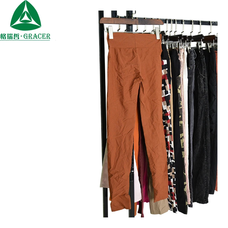 Cheapest second hand summer colorful cotton pants 20ft container used clothes in bales for sale