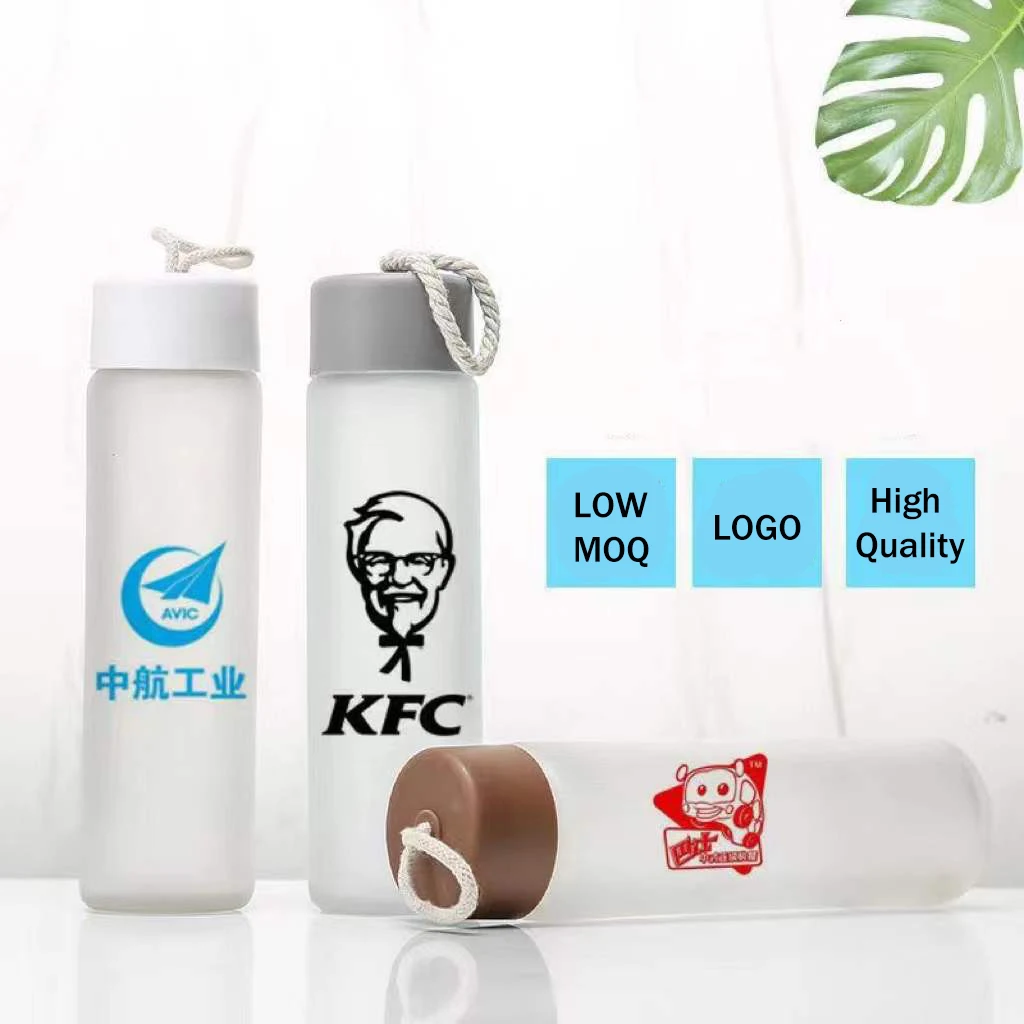 Factory custom wholesale fashionable empty double walled high borosilicate frosted clear glass water bottle nice
