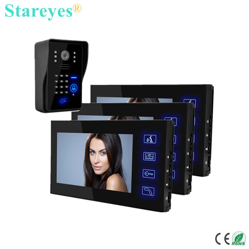 Видеодомофон с монитором 7 дюймов, устройство для домашней безопасности, TFT LCD HD, 10 шт.