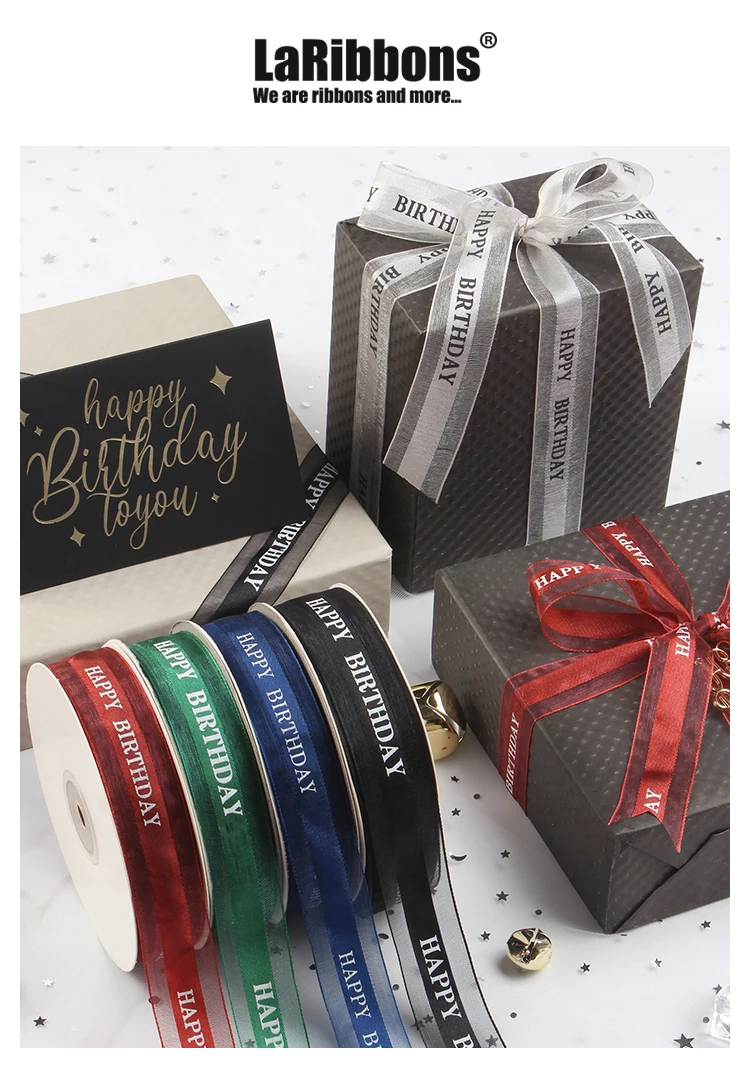 Hot sale organza satin ribbon with satin edge for birthday gift ribbon   printing organza ribbon