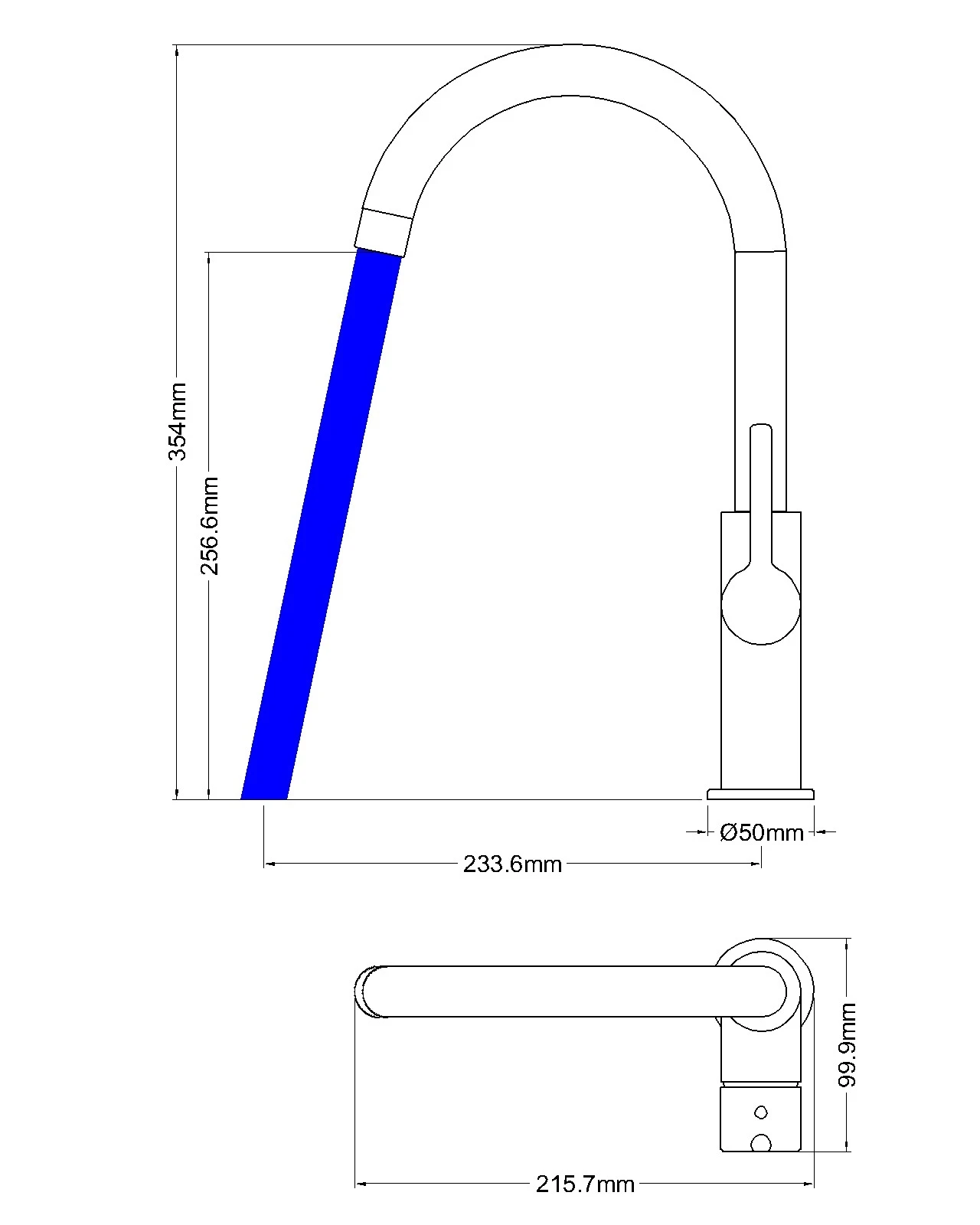 Hole Sink Long Neck Taps Commercial Economic Flexible Brass Kitchen Faucet Mixer Tap Black