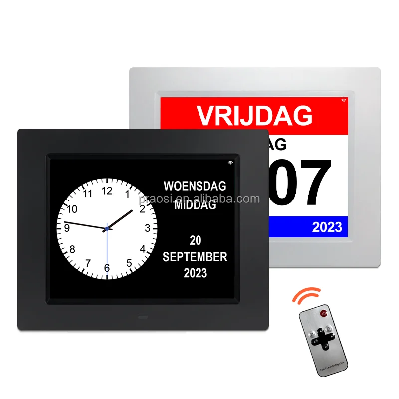 Pros Auto Dimming Extra Large letter Smart 8 inch Alzheimer Dementia Digital Calendar Day Analog Clock for Memory Loss Seniors