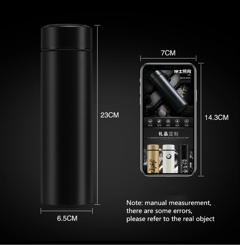 
China 500ml SS 304 Customized Smart Thermo Digit Reminder Water Bottle with Led Temperature Display Coffee mug 