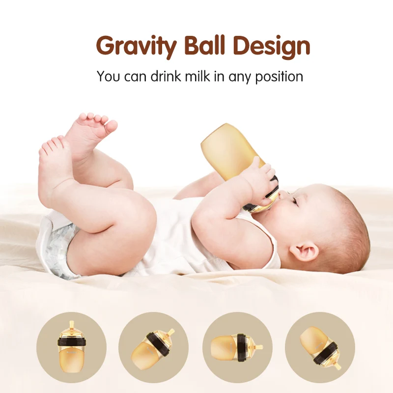 Free Sample Custom 150ml Baby Silicone Anti-Colic Feeding Bottle BPA Free Portable Soft Wide Neck Print Pattern 240ml Wholesale