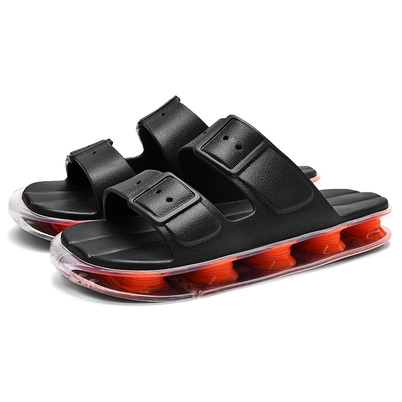 Men Indoor Outdoor Slippers Open Toe Hollow Air Soled Slides Comfortable Daily Casual Slippers