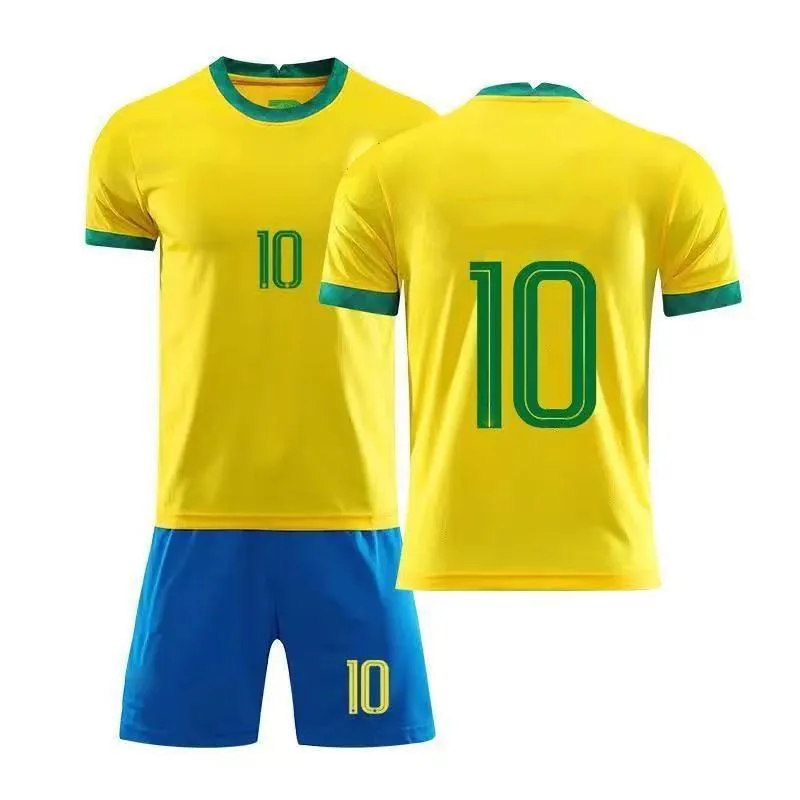 Breathable fast dry Brazil home and away football clothing wholesale customized adult children football jerseys high quality who