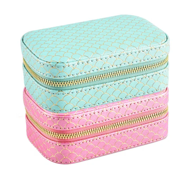 Wholesale Travel Jewelry Box Pu Leather Organizer Portable Jewelry Storage Box For Ring Earring Pendant Packaging With Pocket