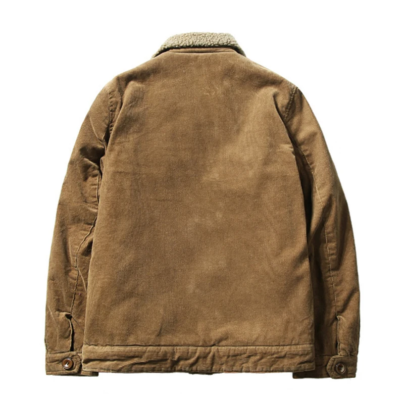 Winter Corduroy Coat for Men with Polar Fleece Lining and Collar Classic and Stylish Turn Down Collar Jacket