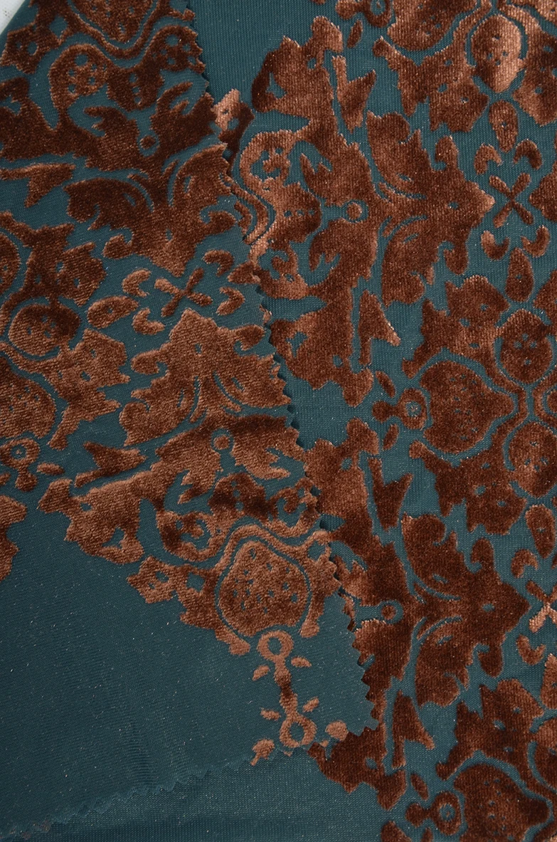 pattern custom polyester spandex fabric KS velvet Burn out velvet fabric