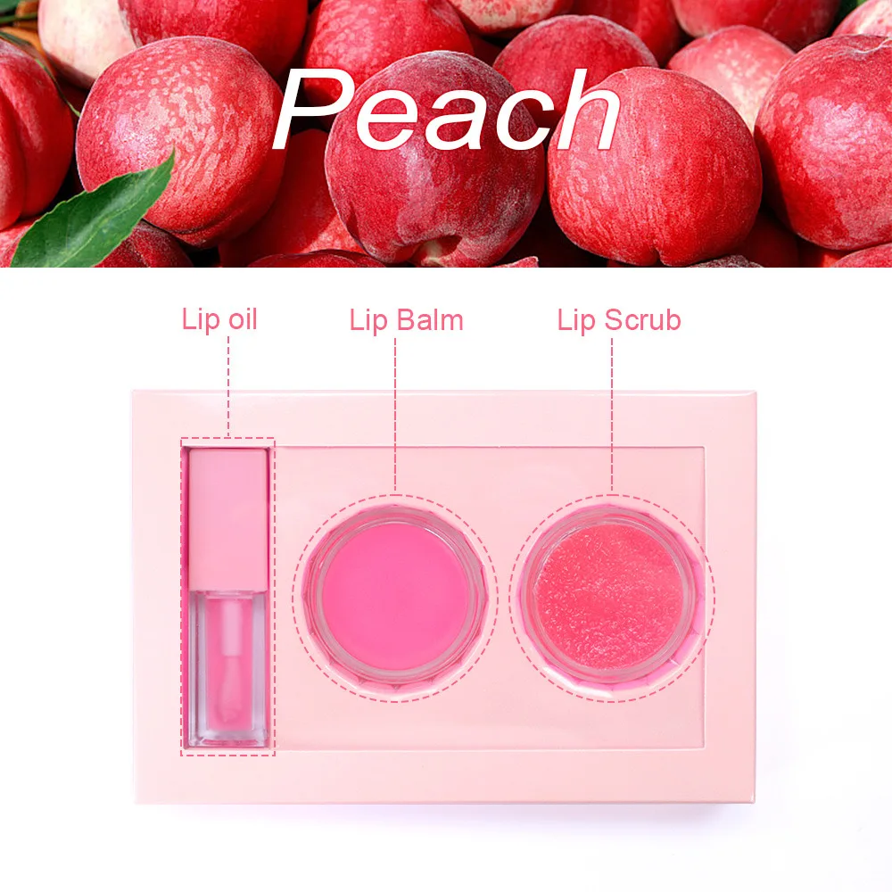 Strawberry 3 IN 1Gift Vegan SPF Moisturizer Custom Lipgloss Natural Vitamin E Sunscreen Hydrating Lip Balm Lip Scrub Lip Gloss