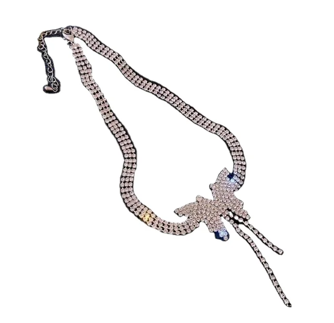 
Amazon personalized claw chain full Diamond Necklace tassel insect clavicle chain Choker 