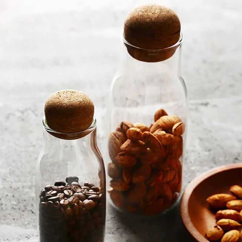 650ml stocked high cylinder large  storage glass jar with cork lid
