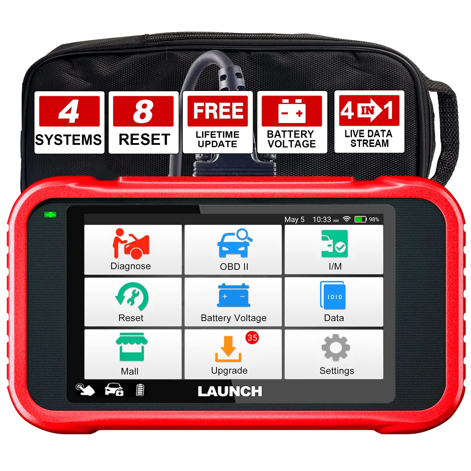 Launch Crp129E профессиональный автомобильный станок Crp129X Crp129L Abs Srs At сканеры двигателя с 8 сбросами считыватель кодов диагностический инструмент