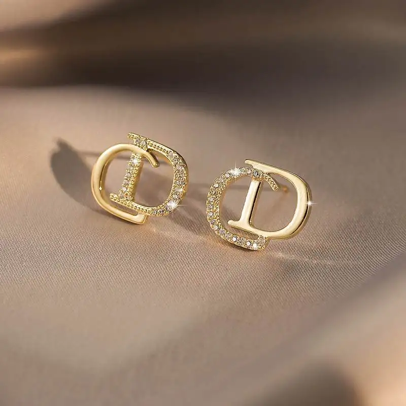 2024 Trendy Initial Letter Stud Earrings For Women Luxury Party Earrings Ear