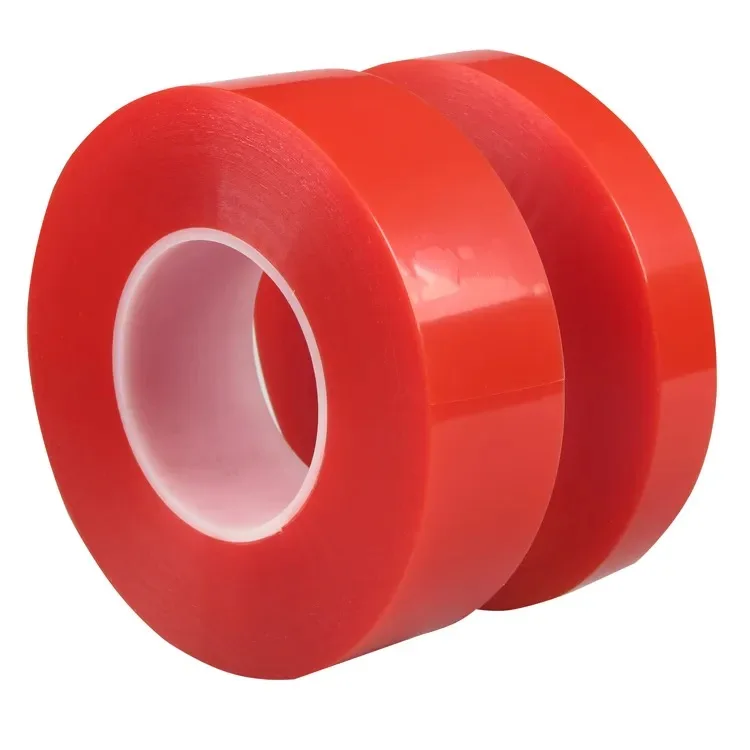 Customized 4965 Red Liner Clear Polyester Film Strong Acrylic Adhesive Double Sided PET Tape-