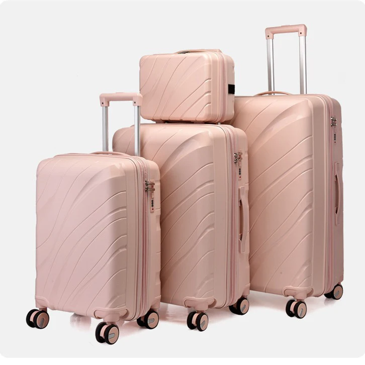 4PCS Sets Wholesale Unisex Light Weight PP Hard Travel Luggage Convenient Trolley Suitcase Set with 4 Wheels Spinner Caster