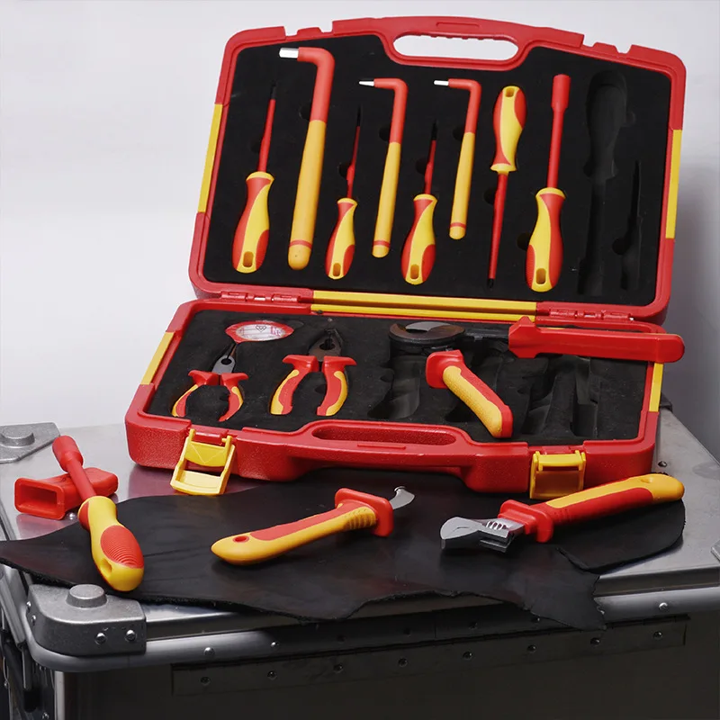 High Voltage 1000V Insulation Electrician Multi-Function Tool Set Includes Combination Screwdriver Steel Case OEM Options