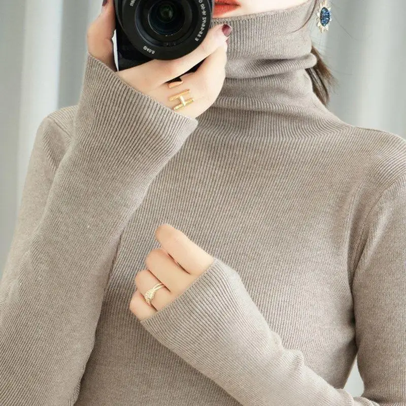 High Quality Women Thick Sweater Autumn Winter Knitted Bottoming Warm Shirt Turtleneck Slim Fit Lady Fashion Sweaters