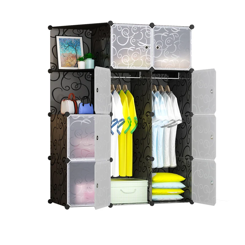 Fashion Modern Plastic Wardrobe Stackable 20 Doors With Shoe Rack,Combination Armoire, Kids Modular Cabinet for Hanging Clothes