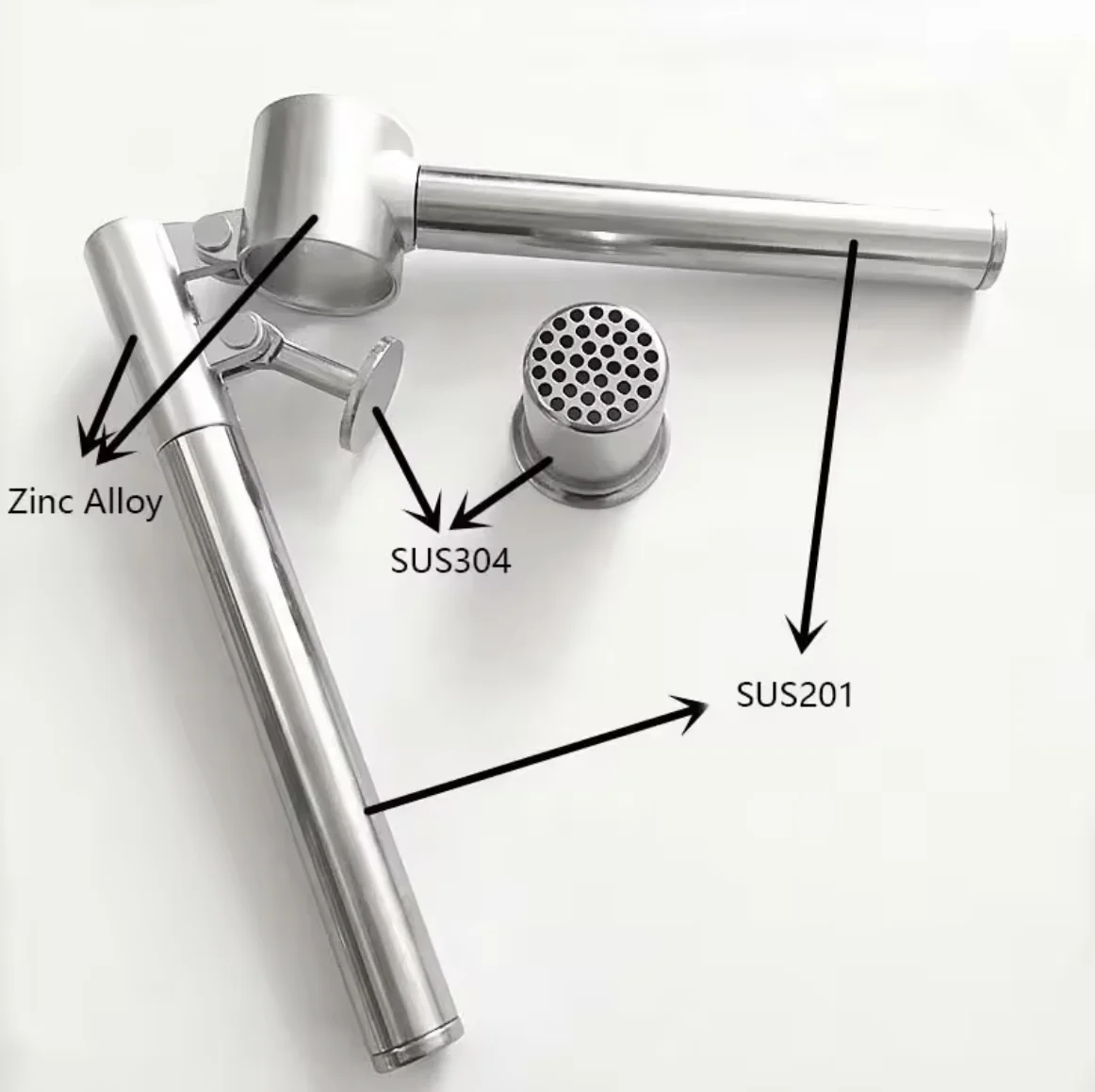 304 Stainless Steel Garlic Press Mincer Garlic Crusher Peeler Set Detachable Heavy-duty Rust Proof Garlic Mince