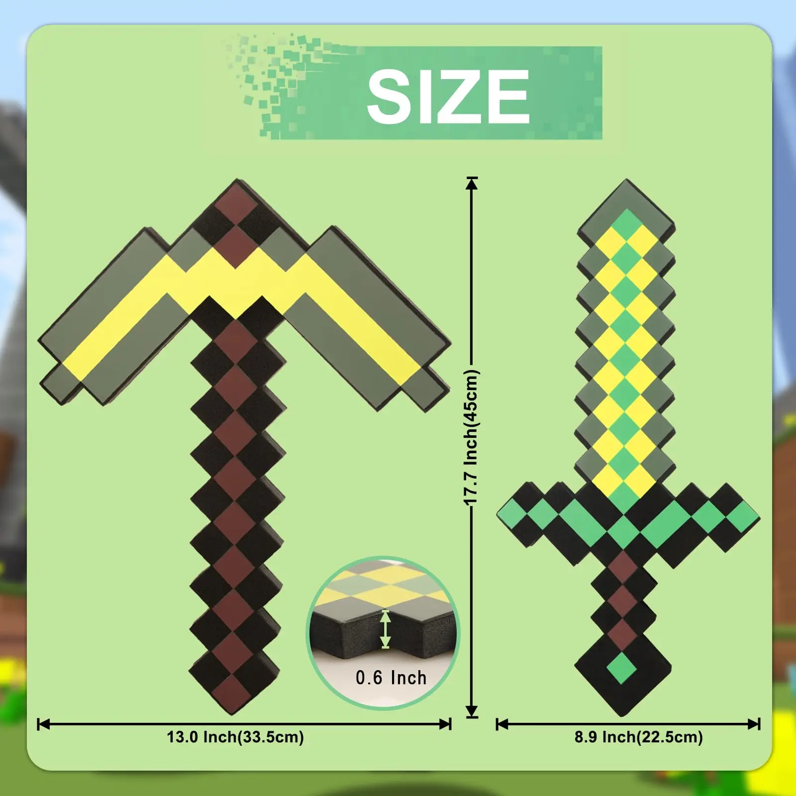 Pickaxe and Sword Toys,Game Transforming Kids Role-Play Accessory,Halloween,Christmas,Party Gifts for Video Game Fans