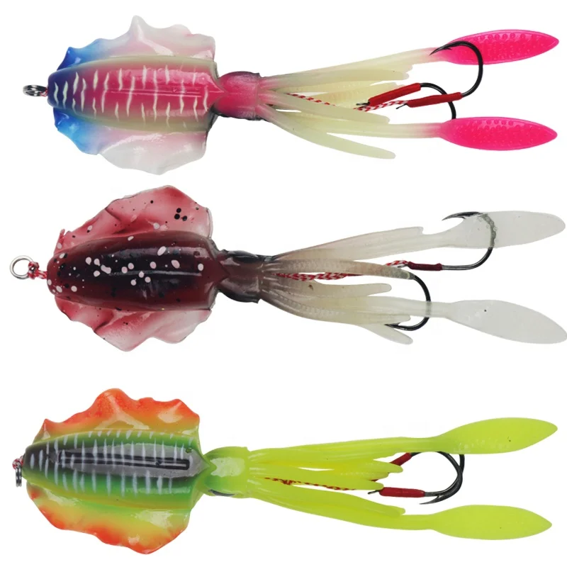 squid jig morbido 60g luminous UV soft plastic bulb squid bait tuna fishing lure