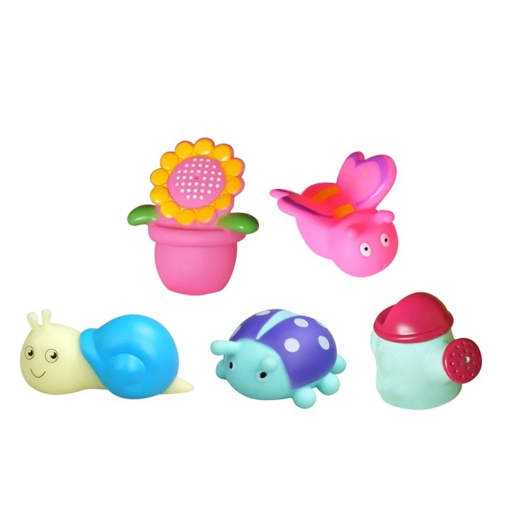 Wholesale Safe Hot-selling Children Gifts Soft PVC Animal Floating Sunflower Bee Baby Bath Toy Set Bathtub Toys For Kids