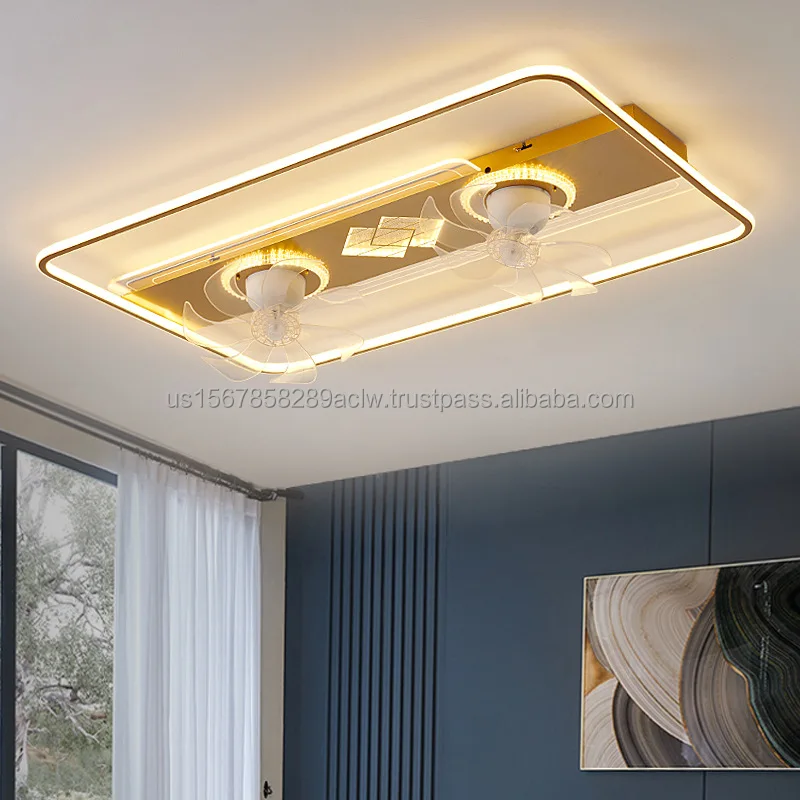 Living room bedroom table fan light three-color light source, lights with fans, six speed adjustment wind speed