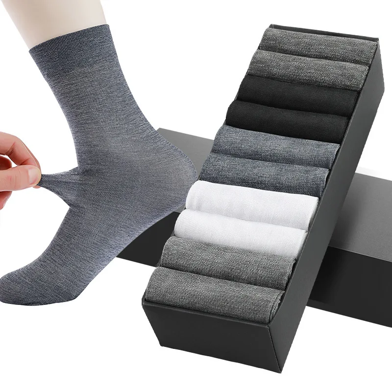 
FanLi Wholesale Business Men Silk Tear-resistant Breathable Casual Socks Ultra-thin Coolest Spandex Man Socks Stretchy Stockings 