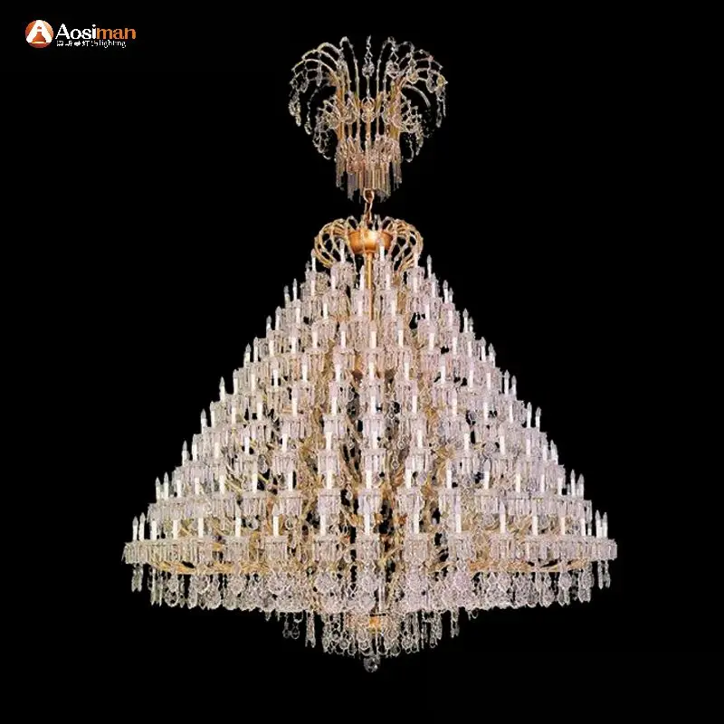 modern luxury crystal hotel led lamp chandelier pendant light for hotel lobby