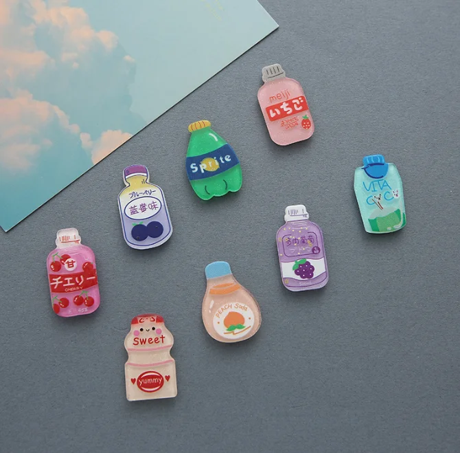 Transparent Resin Custom Cute Lemon Juice Milk Coca Cola Fridge magnet For Sale
