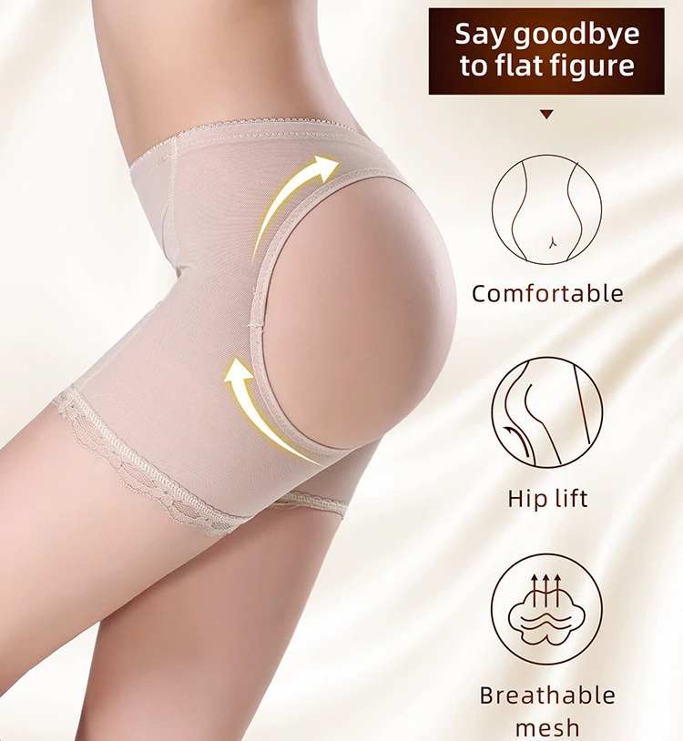 Breathable Open Buttocks Upturned Body Shaper Exposed Buttocks Lace Beautiful Hip Lifting Abdomen Control Slimming Panties