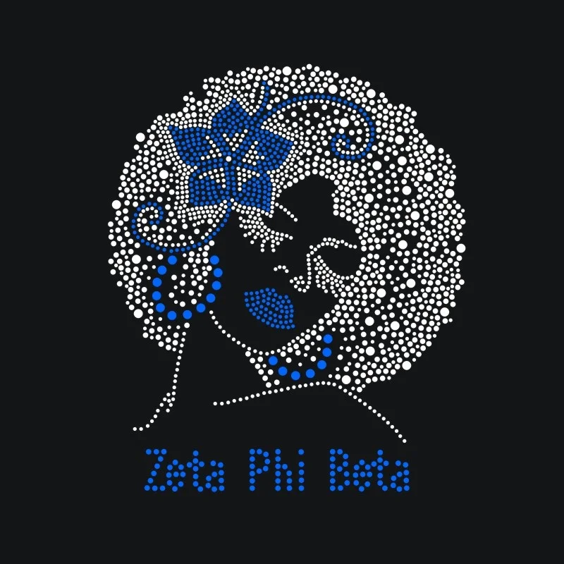 Zeta Phi Beta Sorority Rhinestone Transfer Zeta lady bling heat patches for shirt