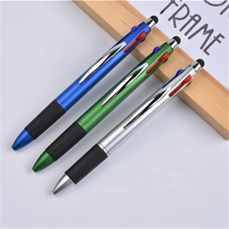 2024 silver pen  4 in 1  japan calligraphy pen Touch screen four-color pen